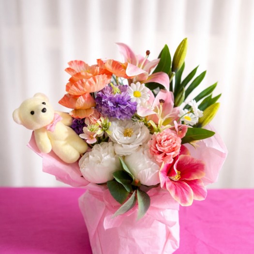 Ayıcıklı Pembe Masa Çiçeği